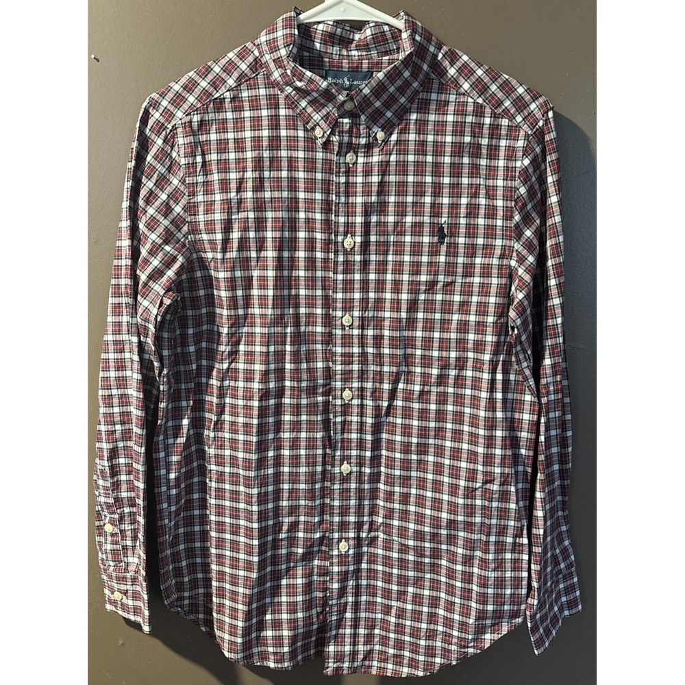 Polo Ralph Lauren long  Sleeve Button Down Shirt Youth Large Plaid